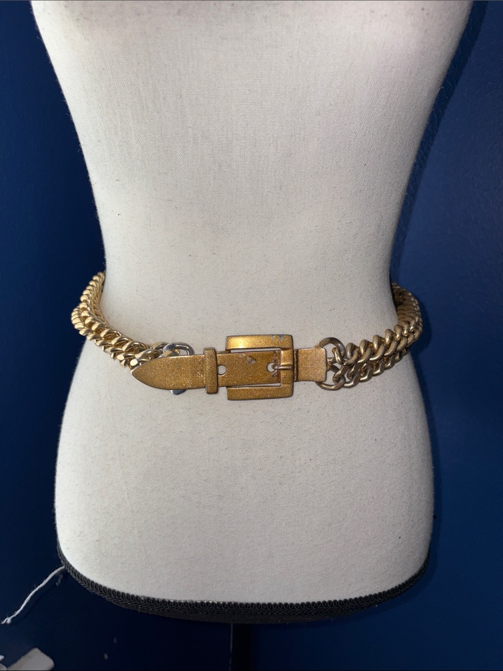 Vintage 1968–1976 Double‑Strand Chain Belt • Frame & Tongue Buckle • 30" • Oval